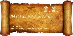 Mályi Mátyás névjegykártya