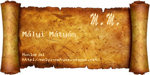Mályi Mátyás névjegykártya